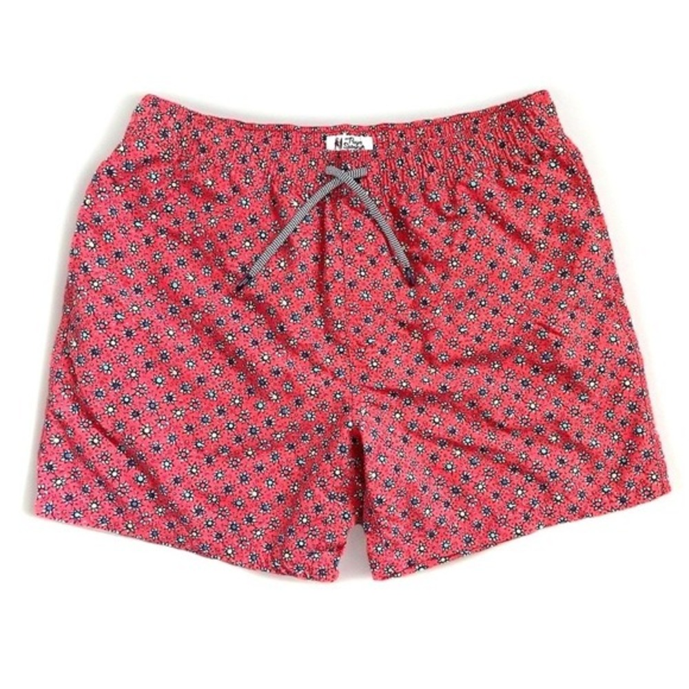 Reyn Spooner Retro Swim Trunks Men Large Red Floral Sun All Over Print Lined